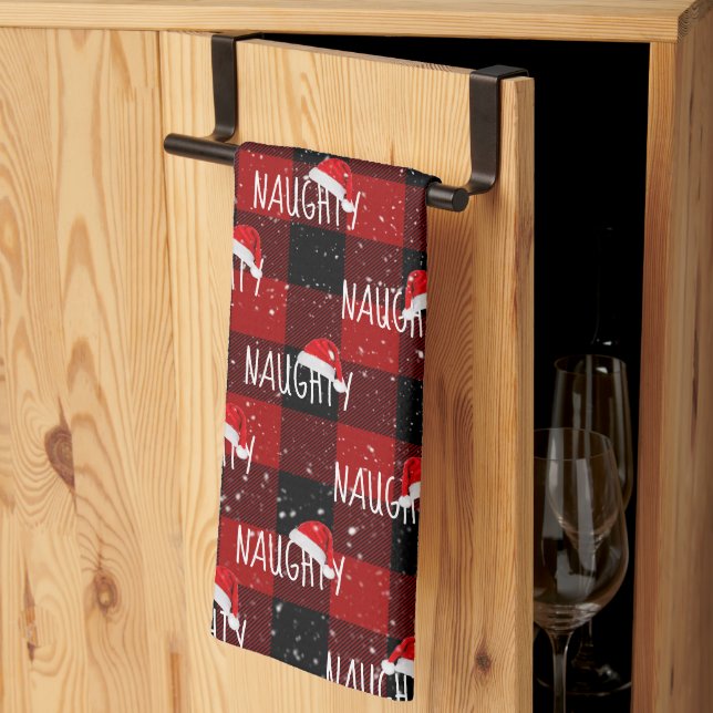 Linge De Cuisine Texte de Noël avec chapeaux de Père Noël (Pliage en tiers)