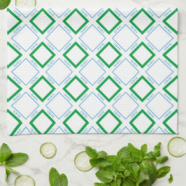 Linge De Cuisine Texte japonais minimal bleu vert moyen diamant