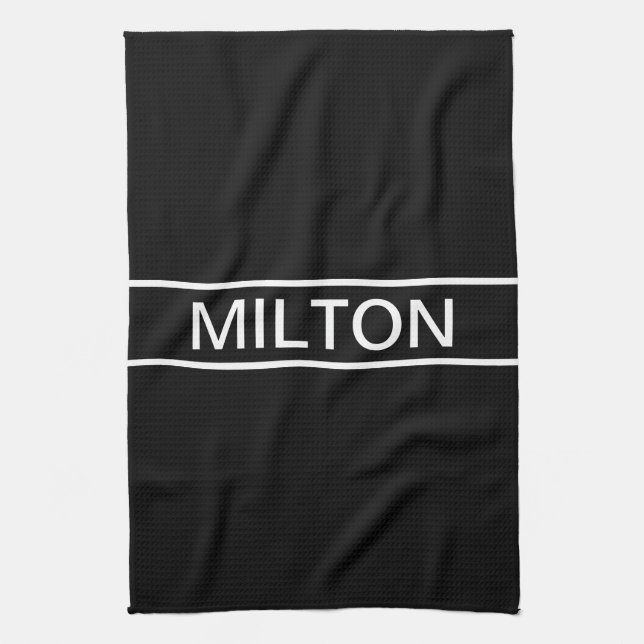 Linge De Cuisine Texte personnalisable | Bold Modern Black & White (Vertical)