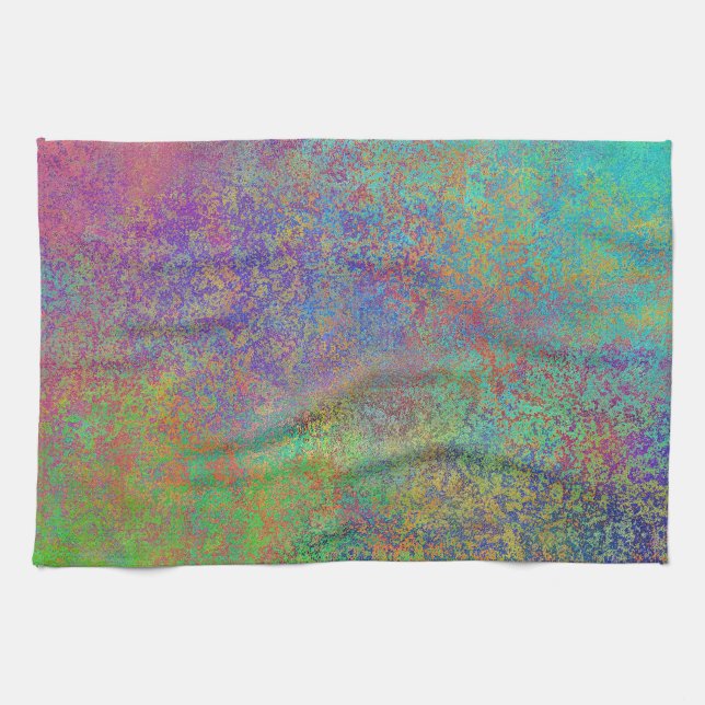 Linge De Cuisine Texture abstrait de cuivre turquoise violet (Horizontal)