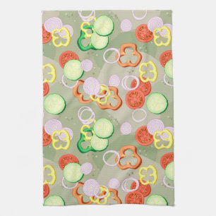 Linge De Cuisine Texture Avec Tranches De Légumes