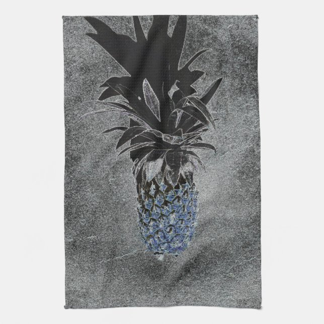 Linge De Cuisine Texture en béton d'ananas bleu (Vertical)