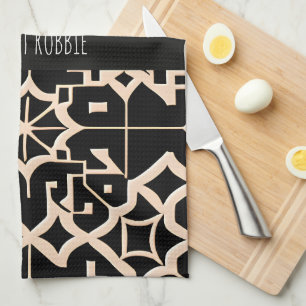 Linge De Cuisine Texture marocaine traditionnelle Beige Motif moder