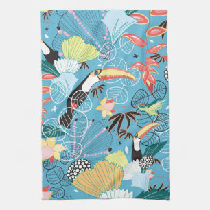 Linge De Cuisine Texture tropicale avec Toucans et Hummingbirds