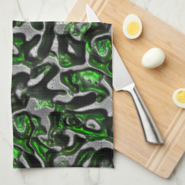 Linge De Cuisine Texture verte de chaux attrayante gravée en gris