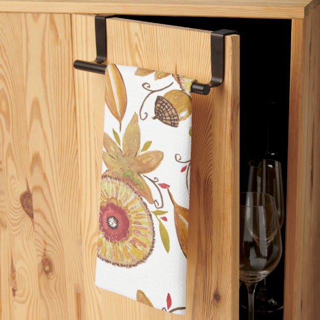 Linge De Cuisine Thanksgiving Acorn Fall Mood Aquarelle (Pliage en tiers)