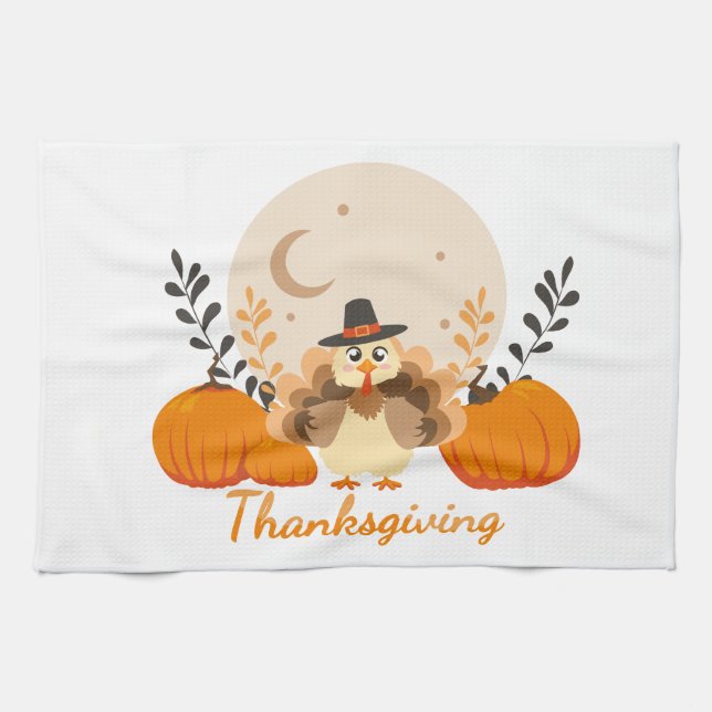 Linge De Cuisine Thanksgiving Cute Orange Turkey Pumpkin  (Horizontal)