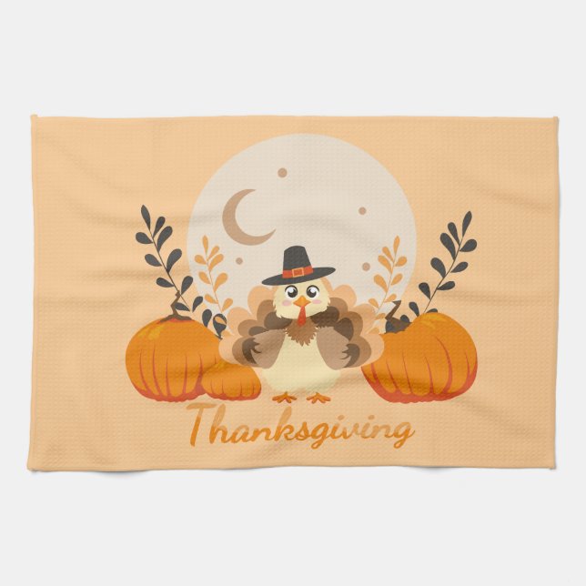 Linge De Cuisine Thanksgiving Cute Orange Turkey Pumpkin  (Horizontal)