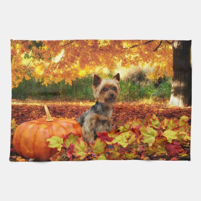Linge De Cuisine Thanksgiving de chute - Tucker - Yorkie (Horizontal)