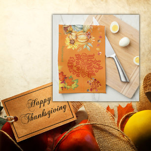 Linge De Cuisine Thanksgiving Friendsgiving Automne sur orange  