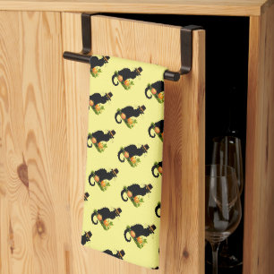 Linge De Cuisine Thanksgiving Le Conversation Noir Avec Citrouilles
