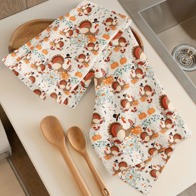 Linge De Cuisine Thanksgiving Turquie Motif d'automne (Créateur téléchargé)