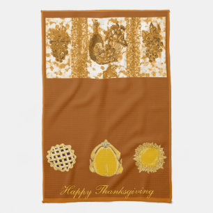 Linge De Cuisine Thanksgiving Turquie Pies Raisins Et Vin Américain
