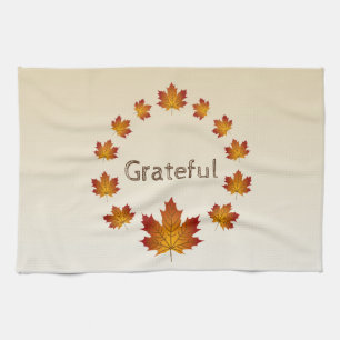 Linge De Cuisine Thanksgiving Wreath Grateful Simple Feuilles d'éra