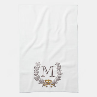 Linge De Cuisine Thé initial de Monogramme personnalisé de couronne