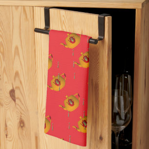 Linge De Cuisine Théière Double Goutte à Goutte Rouge Chef Cuisinie