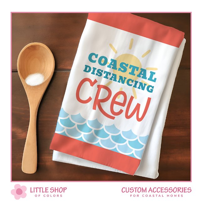 Linge De Cuisine Thème de plage personnalisable Vagues de soleil (Créateur téléchargé)