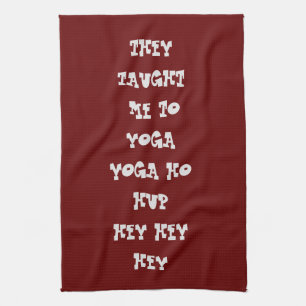 Linge De Cuisine Thème Yoga fun texte design vin rouge prune yoga