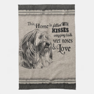 Linge De Cuisine Tibétain Terrier vintage portrait mignon citation