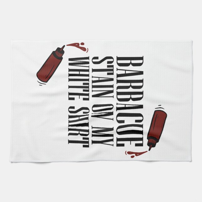 Linge De Cuisine Tige barbecue sur mon blanc (Horizontal)