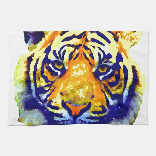 Linge De Cuisine Tiger Eyes Pop Art (Horizontal)