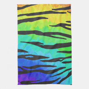 Linge De Cuisine Tiger noir et arc-en-ciel
