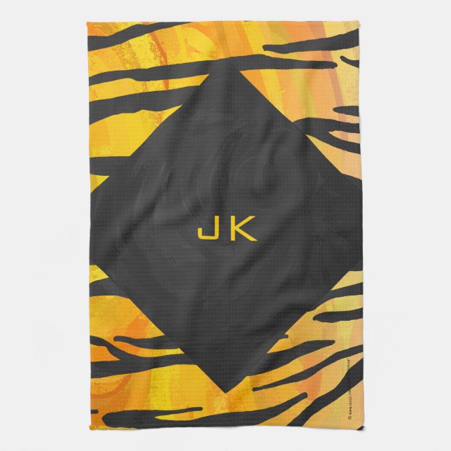 Linge De Cuisine Tiger noir et orange (Vertical)