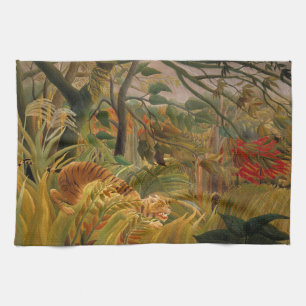 Linge De Cuisine Tigre dans une tempête tropicale par Henri Roussea
