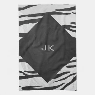 Linge De Cuisine Tigre Monogramme noir et blanc