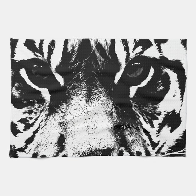 Linge De Cuisine Tigre noir et blanc (Horizontal)