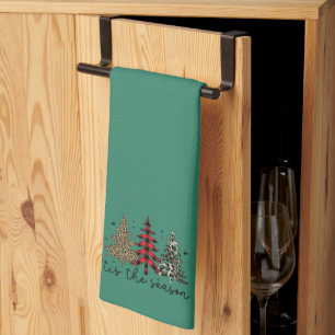 Linge De Cuisine "Tis the Season" Plaid Leopard Christmas Trees