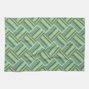 Linge De Cuisine Tissage de bandes vert olive