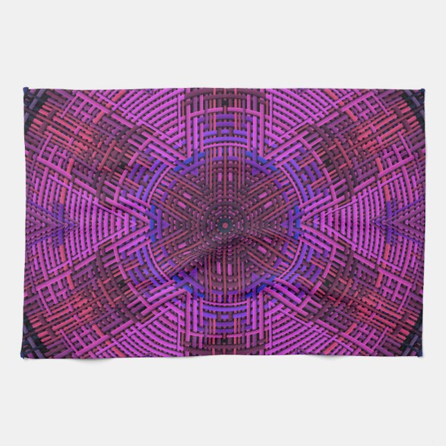 Linge De Cuisine Tisser Mandala rose violet et bleu (Horizontal)