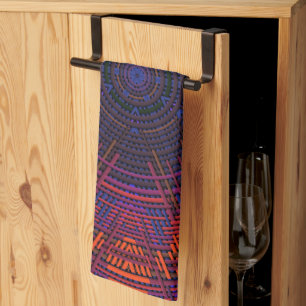 Linge De Cuisine Tisser Mandala rouge orange et violet