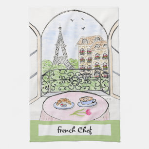 Linge De Cuisine Tissu artistique Paris tour Eiffel Chef français C