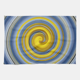 Linge De Cuisine Tissu de cuisine spirale jaune-bleu