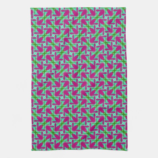 Linge De Cuisine Tissu JustPatterns ColorMix Rose Vert (Vertical)