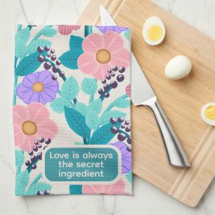 Linge De Cuisine Tissu Pastel Floral à Ingrédient Secret Amour