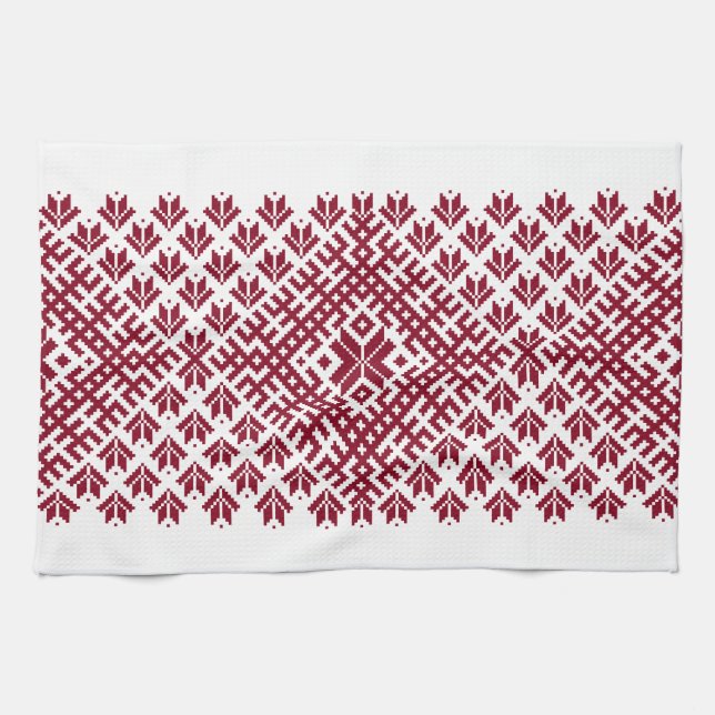 Linge De Cuisine Tissu traditionnel motif continu letton (Horizontal)