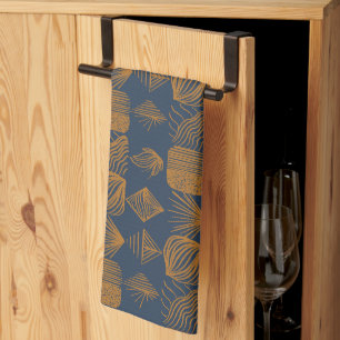 Linge De Cuisine Tissu Tribal des Caraïbes audacieux : bleu marine,