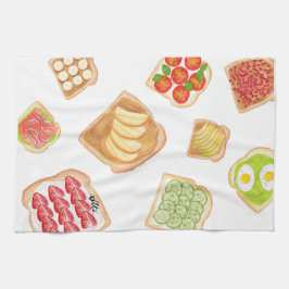 Linge De Cuisine Toasts et sandwichs à l'aquarelle