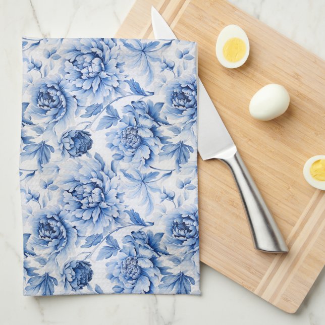 Linge De Cuisine Toile bleue de Jouy (Quart Plié)
