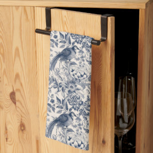 Linge De Cuisine Toile bleue vintage Fleurie