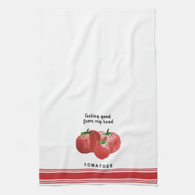 Linge De Cuisine Toile de cuisine moderne aquarelle tomate chatte (Vertical)