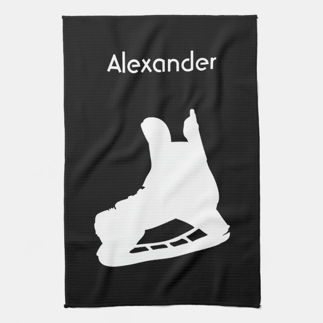 Linge De Cuisine Toile de raie de hockey sur glace noir blanc (Vertical)