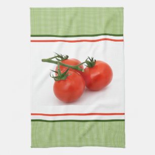 Linge De Cuisine Tomates Fraîches Mûries sur Pied dans une Cuisine 