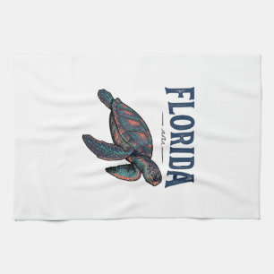 Linge De Cuisine Tortue de mer de Floride Gravure vintage Graphique