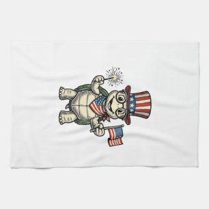 Linge De Cuisine Tortue Patriotique Gravure Vintage Graphique pour