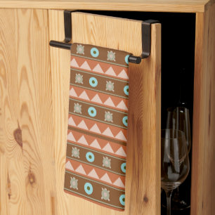 Linge De Cuisine Tortues géométriques tribales Monogramme amérindie