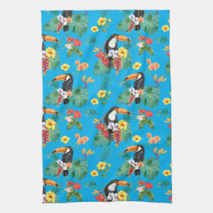 Linge De Cuisine Toucan et fleurs tropicales